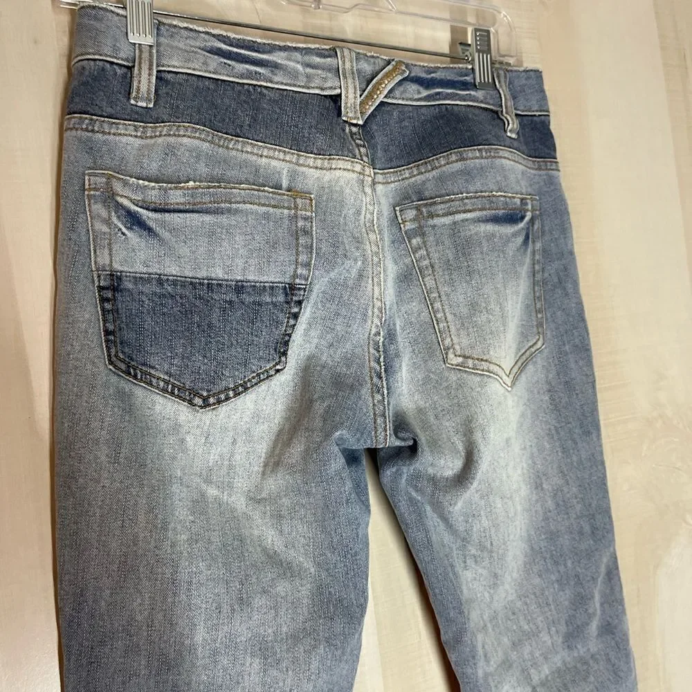 Free People patchwork‎ button fly denim jeans, size 27